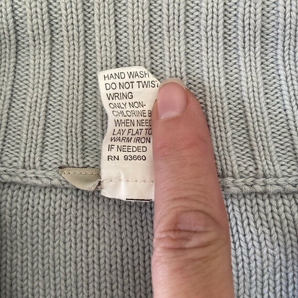 SHEN NY Ribbed Collar Cotton Cardigan Sweater Soft Blue Front Pockets Size 4 - Picture 5 of 8